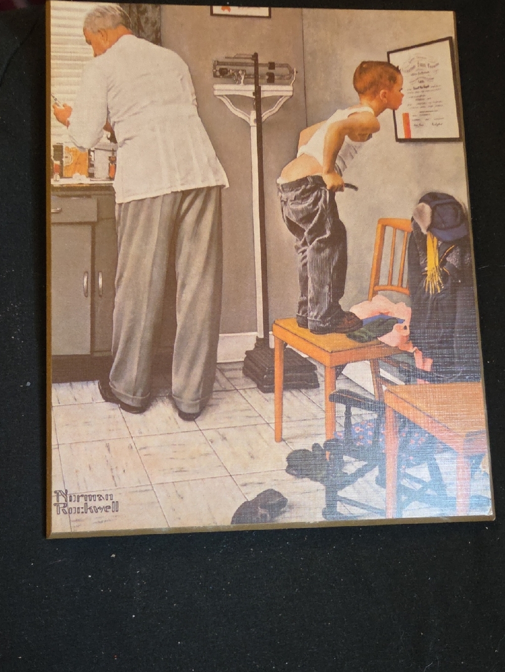 Norman Rockwell Doctor and Boy in Muted Neutrals
